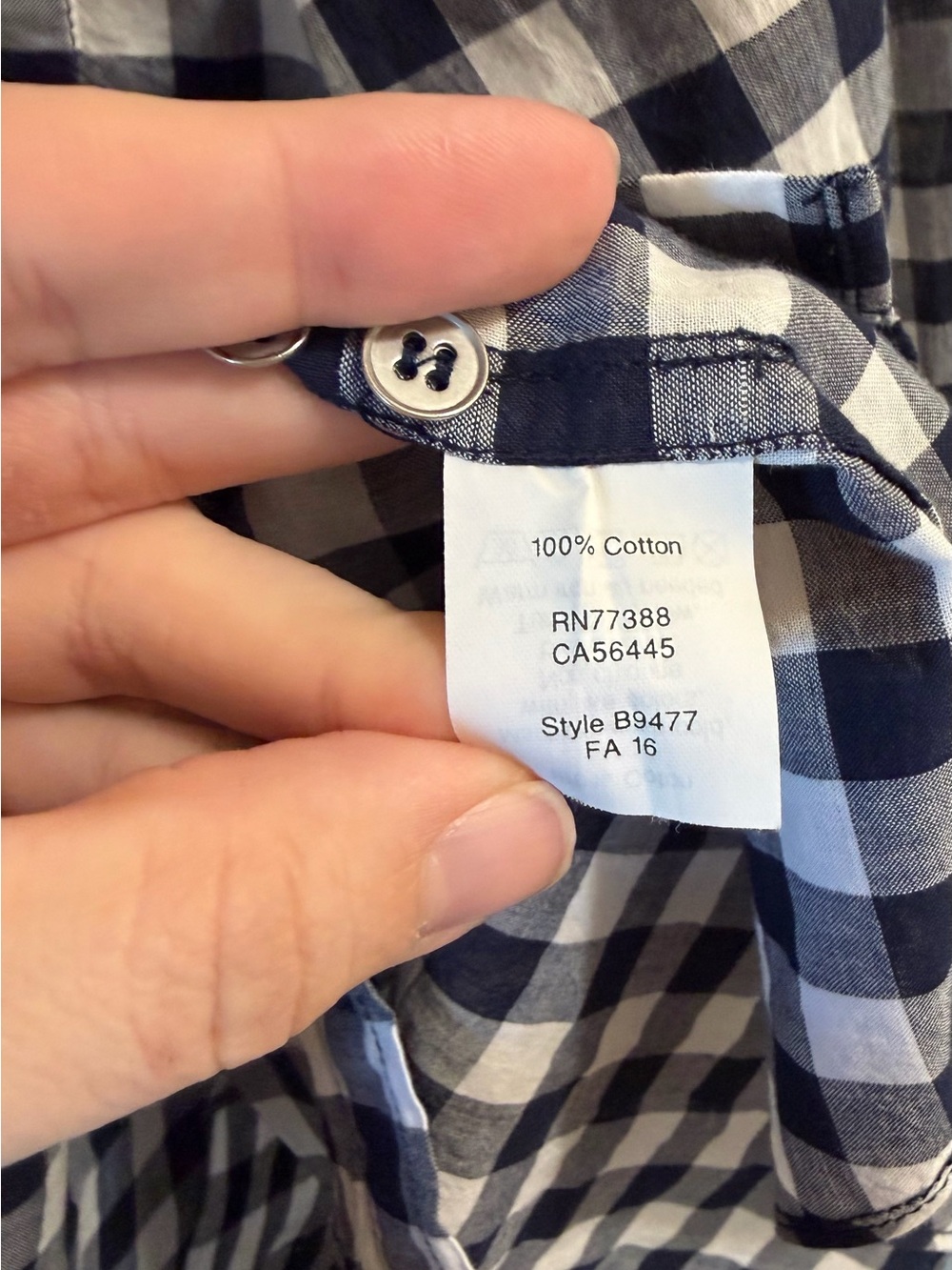 J. Crew Blue and White 100% Cotton Gingham Long Sleeve Shirt | Preppy | LP - Picture 6 of 6